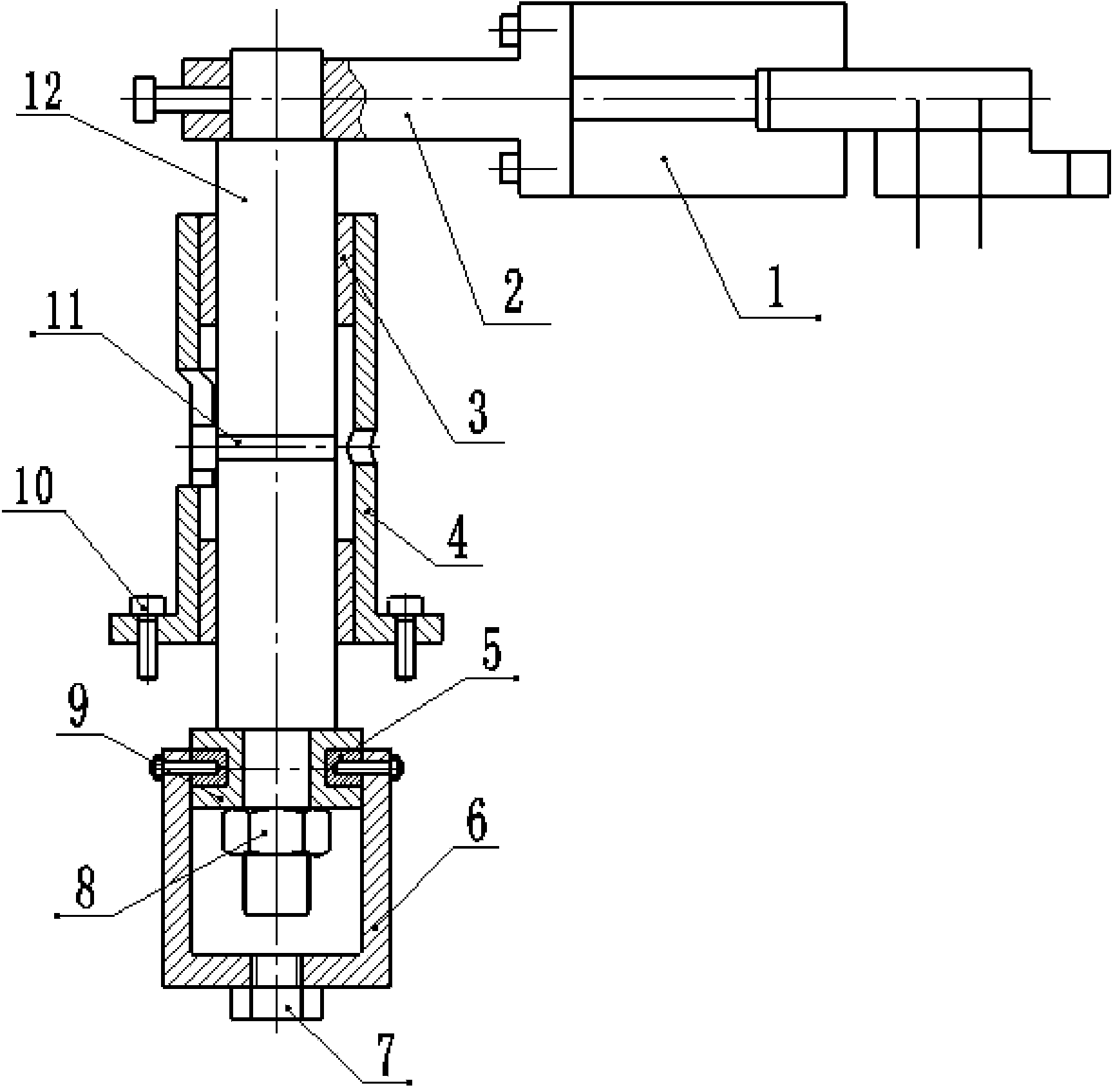 Exhauster tail pipe pulling mechanism for machining bulb of road motor vehicle