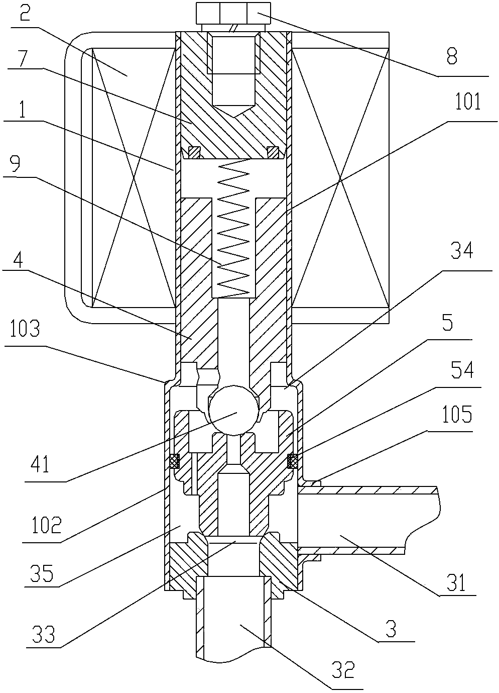 Pilot-operated electromagnetic valve and assembling method thereof