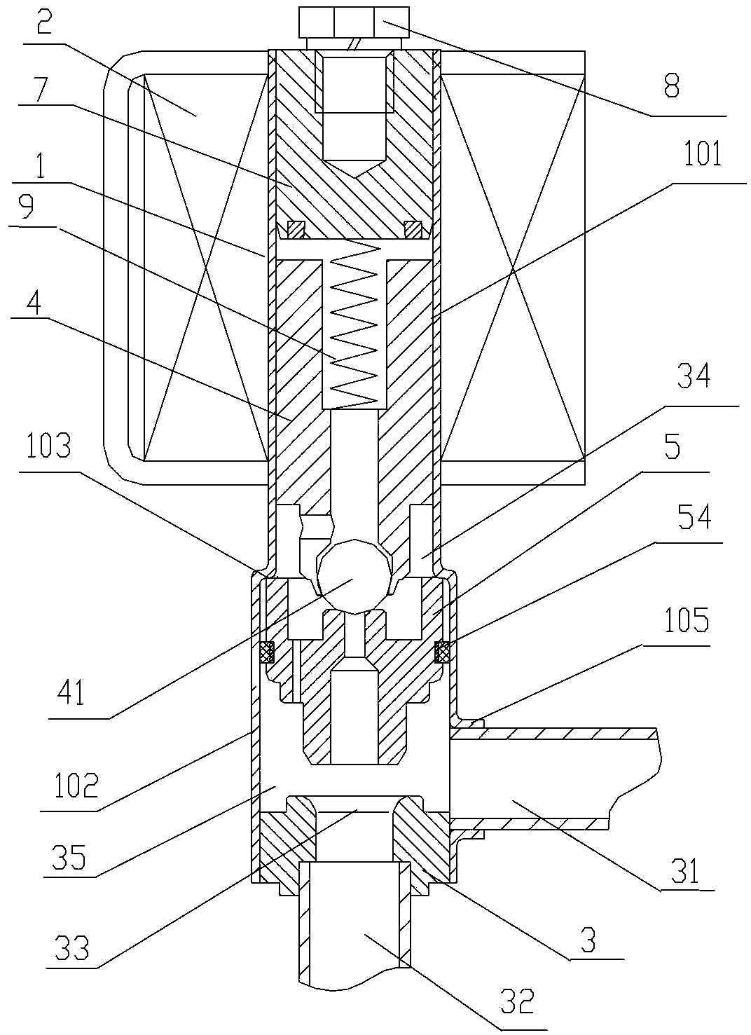 Pilot-operated electromagnetic valve and assembling method thereof