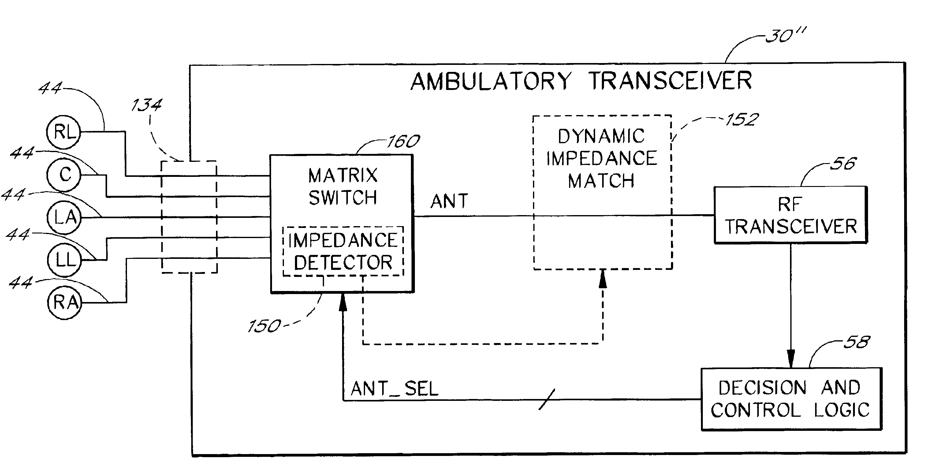 Patient telemetry device with auto-compensation for impedance changes in leadset antenna