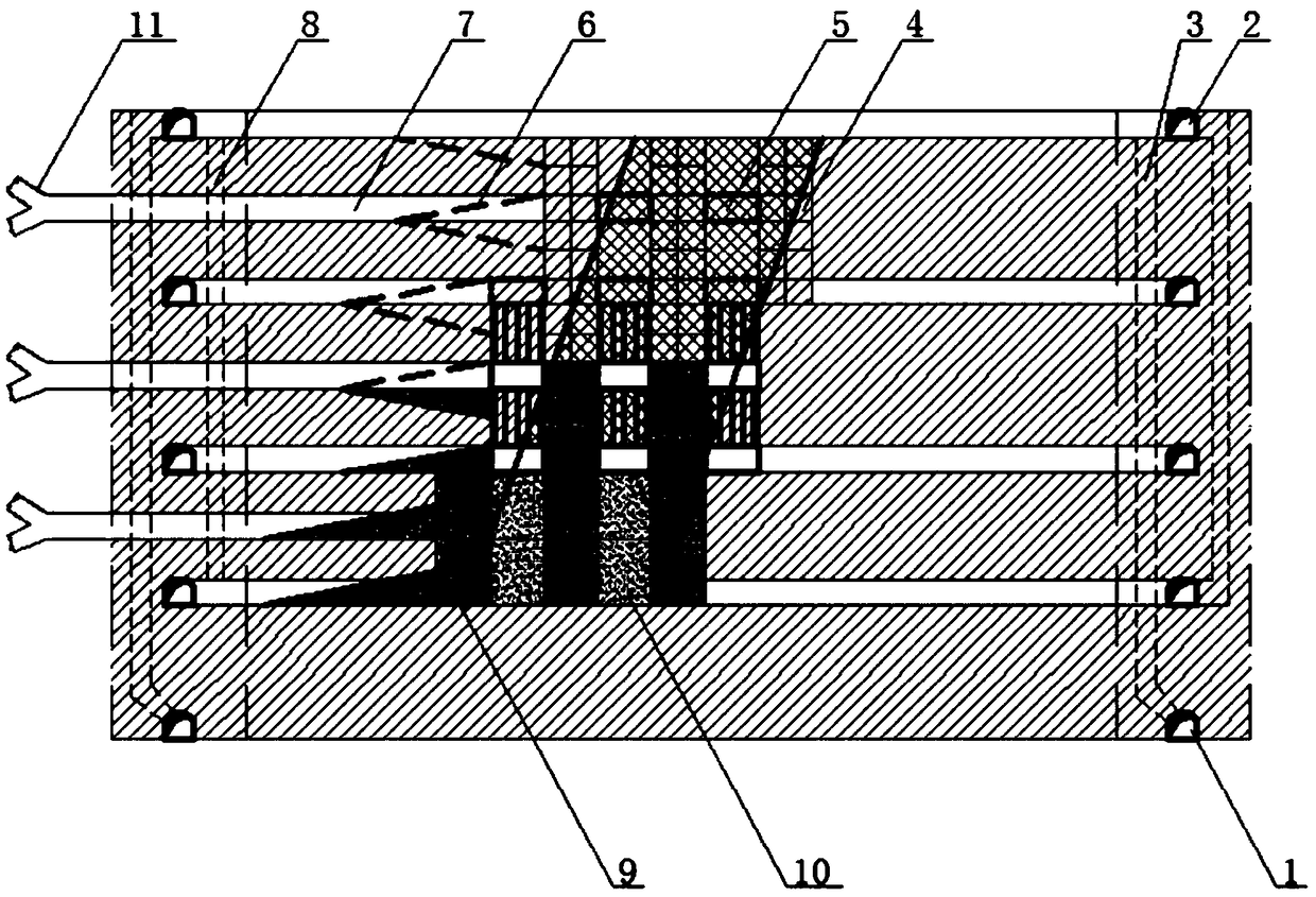 Layering and sectioning combined mining method for broken orebody interlayer
