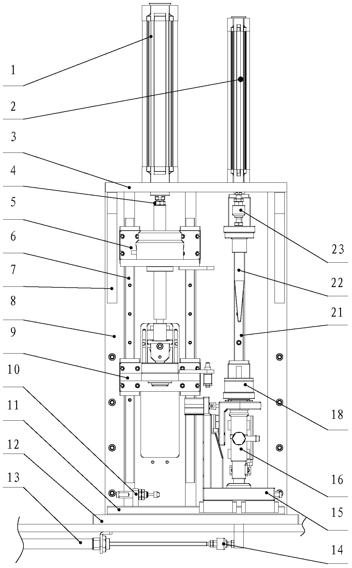 Clamping spring feeding, pressing and mounting device of clutch master cylinder