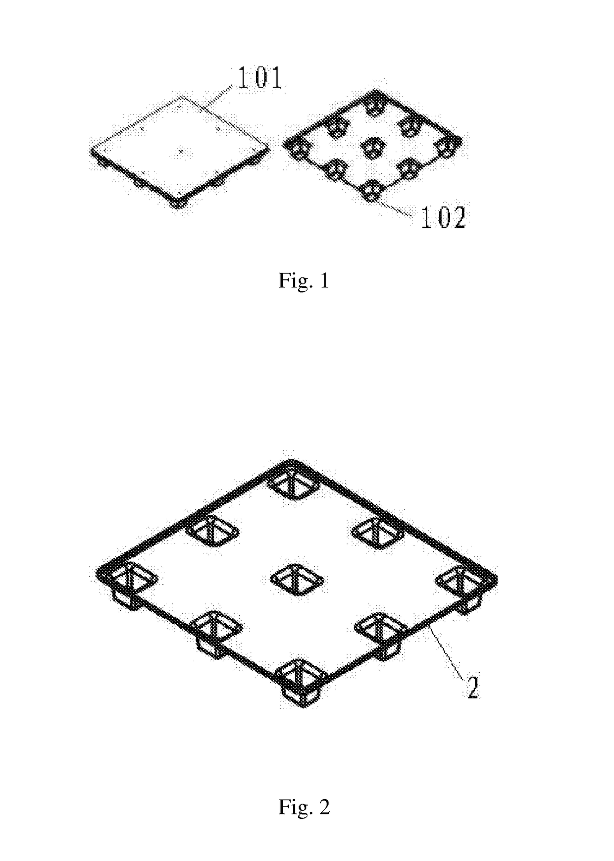 Composite ribbed expanded polystyrene pallet and manufacturing method thereof