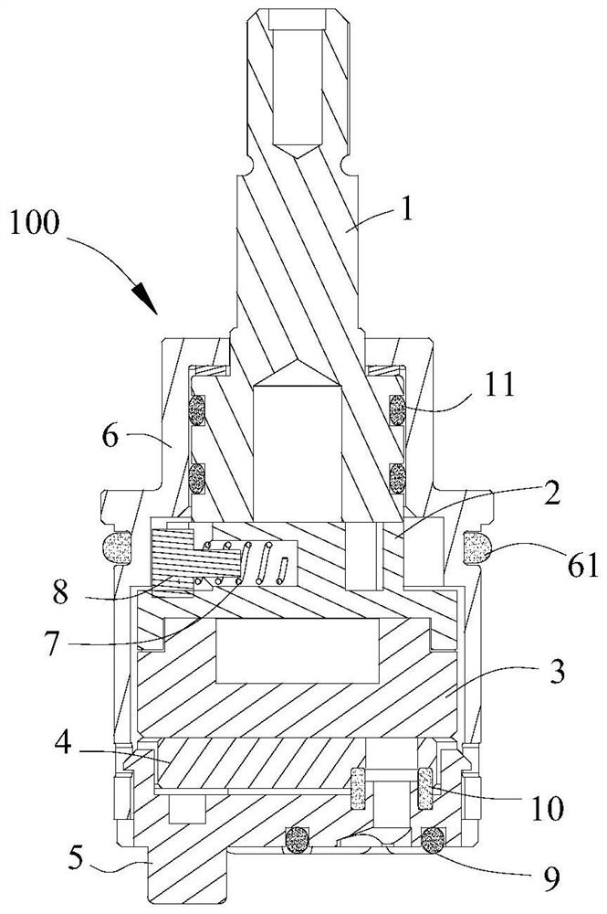 A ceramic water diversion valve with water return function and a water mixing valve with the water diversion valve