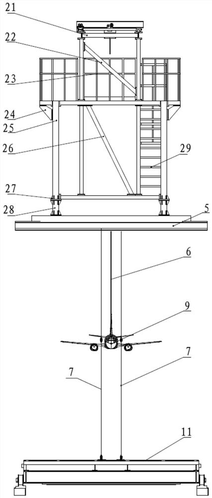 Large-scale low-speed wind tunnel flutter test full-mold supporting device