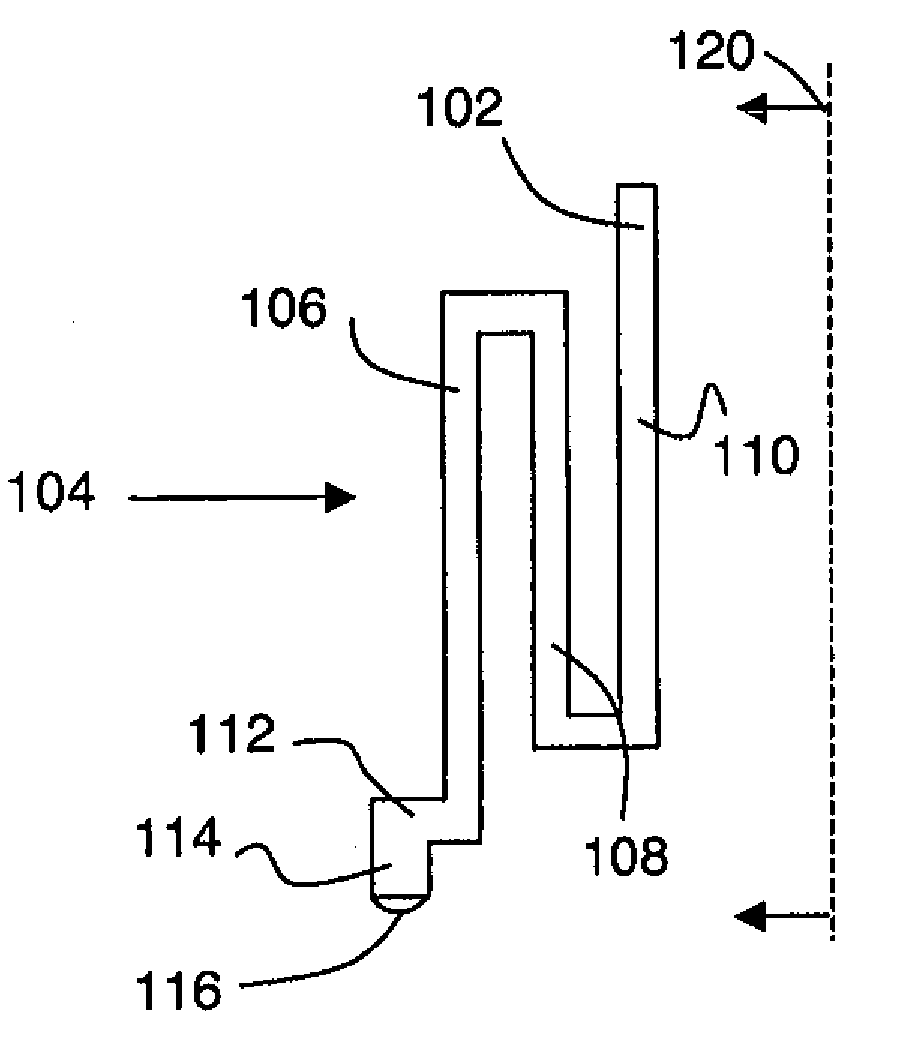 Low Profile Probe Having Improved Mechanical Scrub and Reduced Contact Inductance