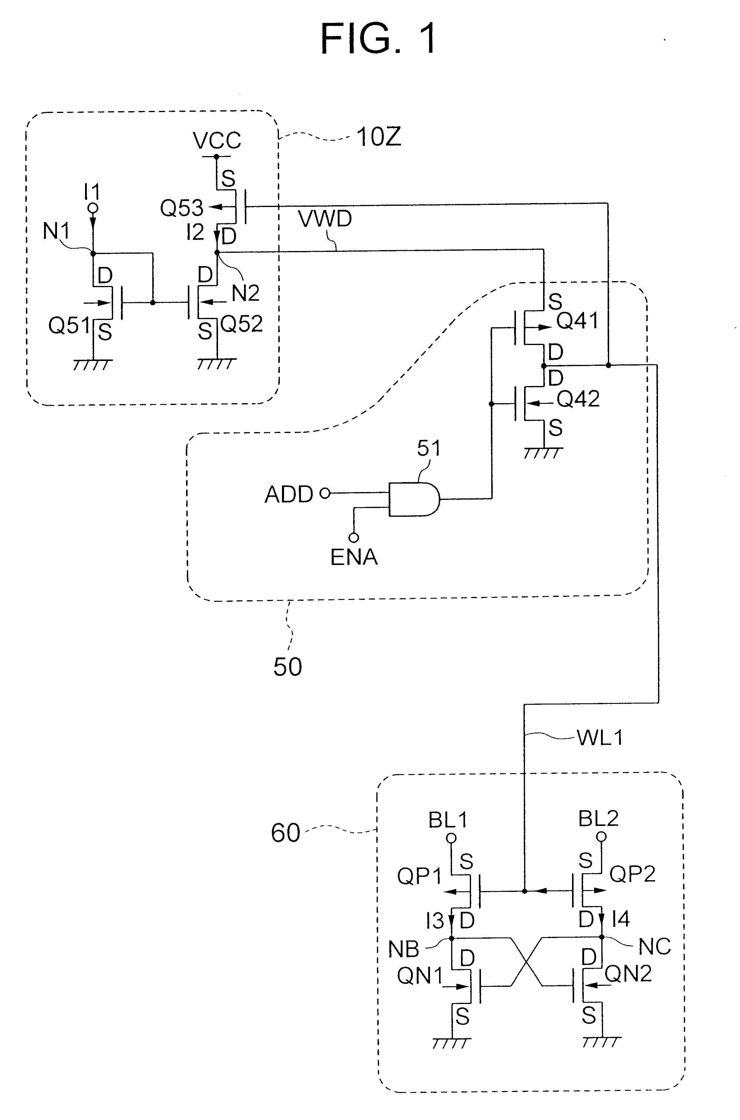 SRAM operating with a reduced power dissipation
