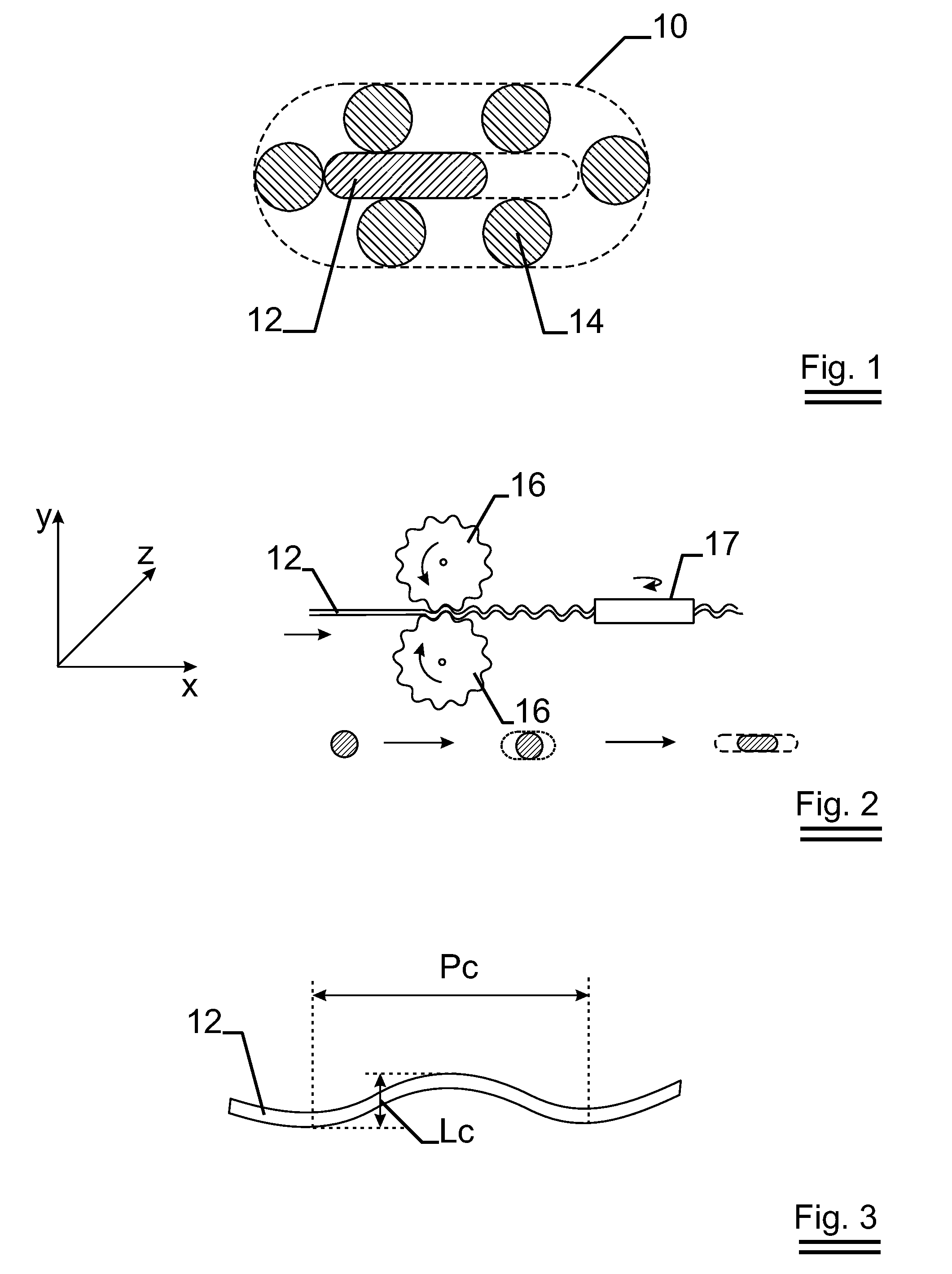 Crimped flat wire as core of oval cord