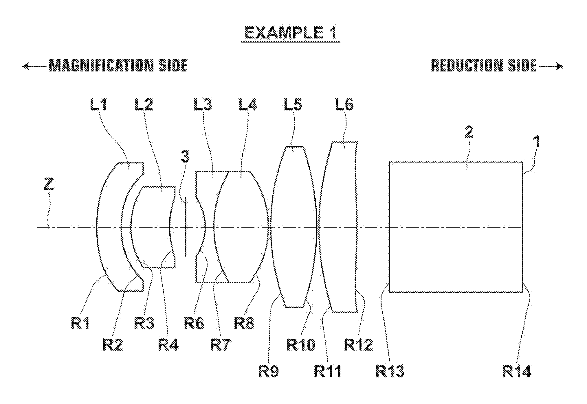 Lens for projection and projection-type display apparatus