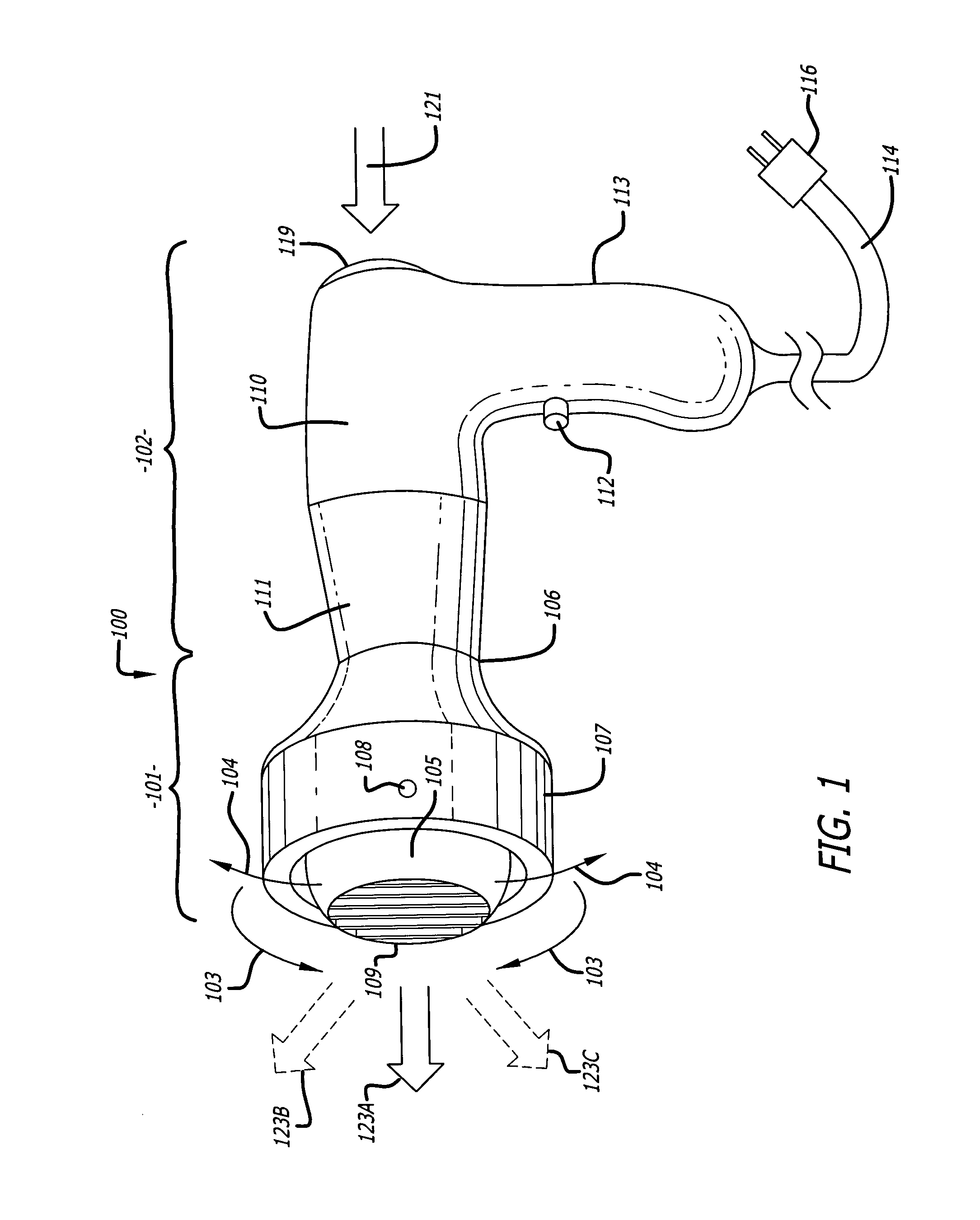 Automatic air movement for hair dryers