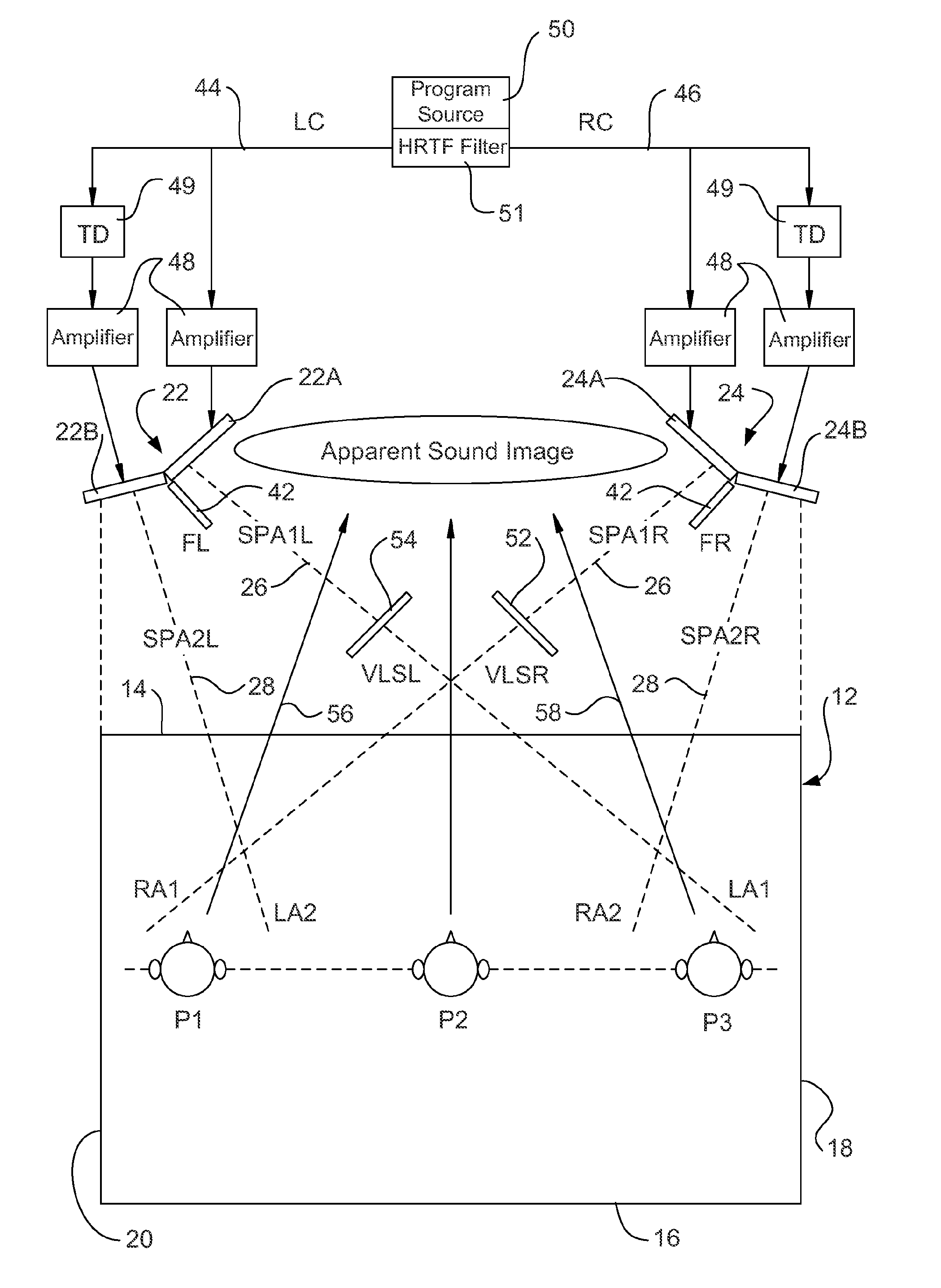 Loudspeaker system for reproducing multi-channel sound with an improved sound image