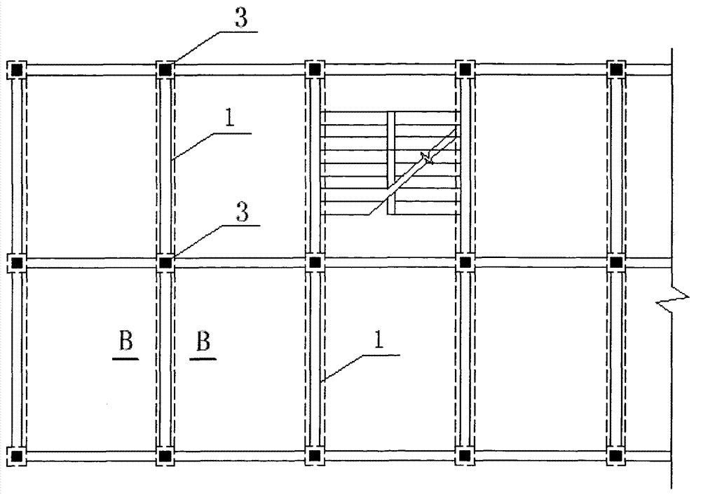 Method for lengthening columns, adding beams, resisting earthquakes and reinforcing for bottom frame structure