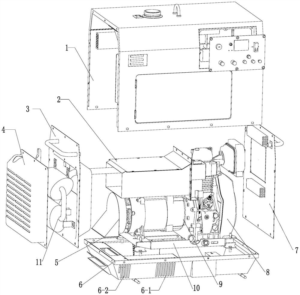 Air-cooled diesel generator cabinet assembly capable of improving heat dissipation efficiency