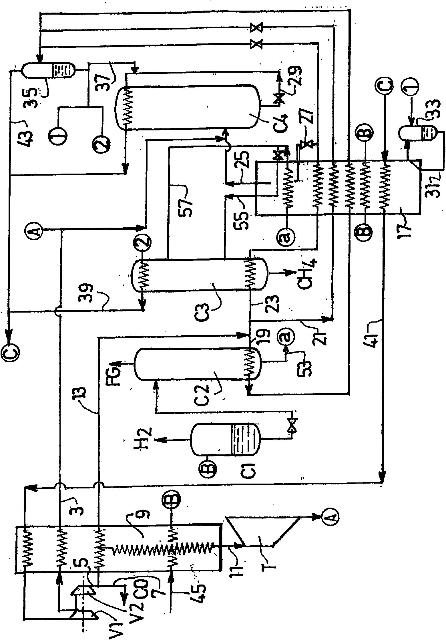 Method for separating a mixture of carbon monoxide, methane, hydrogen, and optionally nitrogen by cryogenic distillation