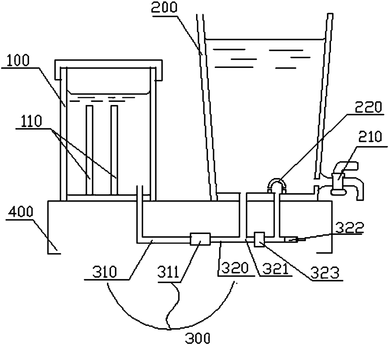 A water treatment device for adsorbing fluoride ions in water