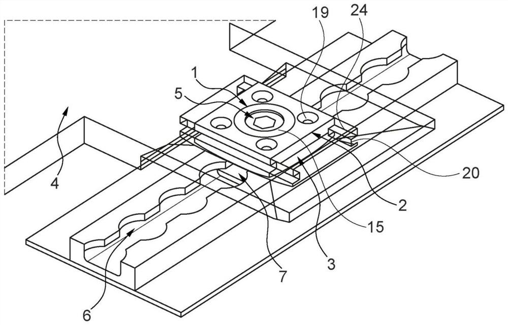 Fixing device for components to be fixed on rails of a floor structure inside an aircraft