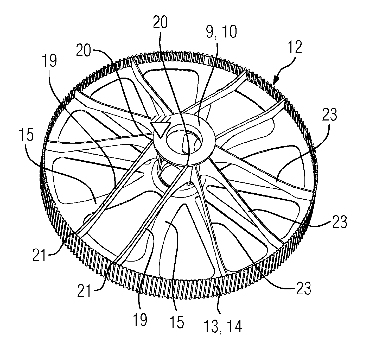 Device including an electric machine with a lightweight design