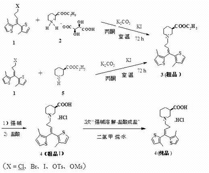 Preparation and purifying method of tiagabine hydrochloride