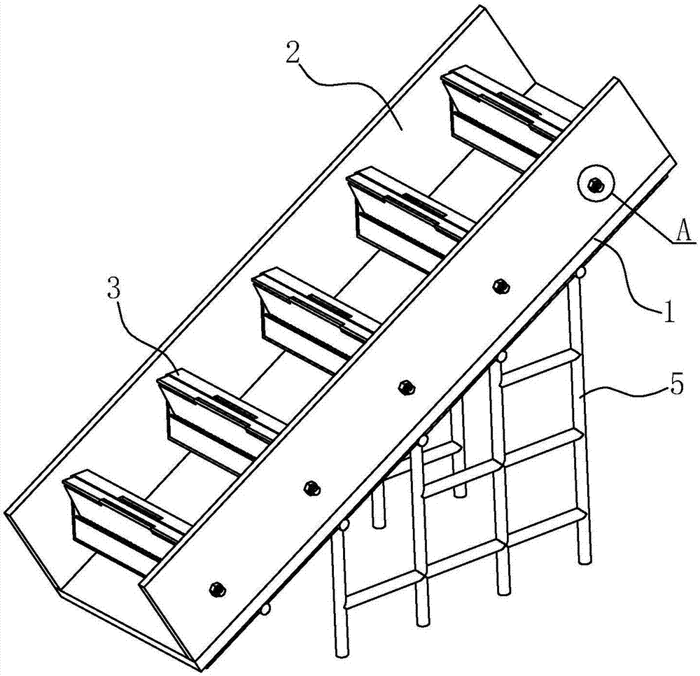 Stair formwork structure and stair construction method adopting same