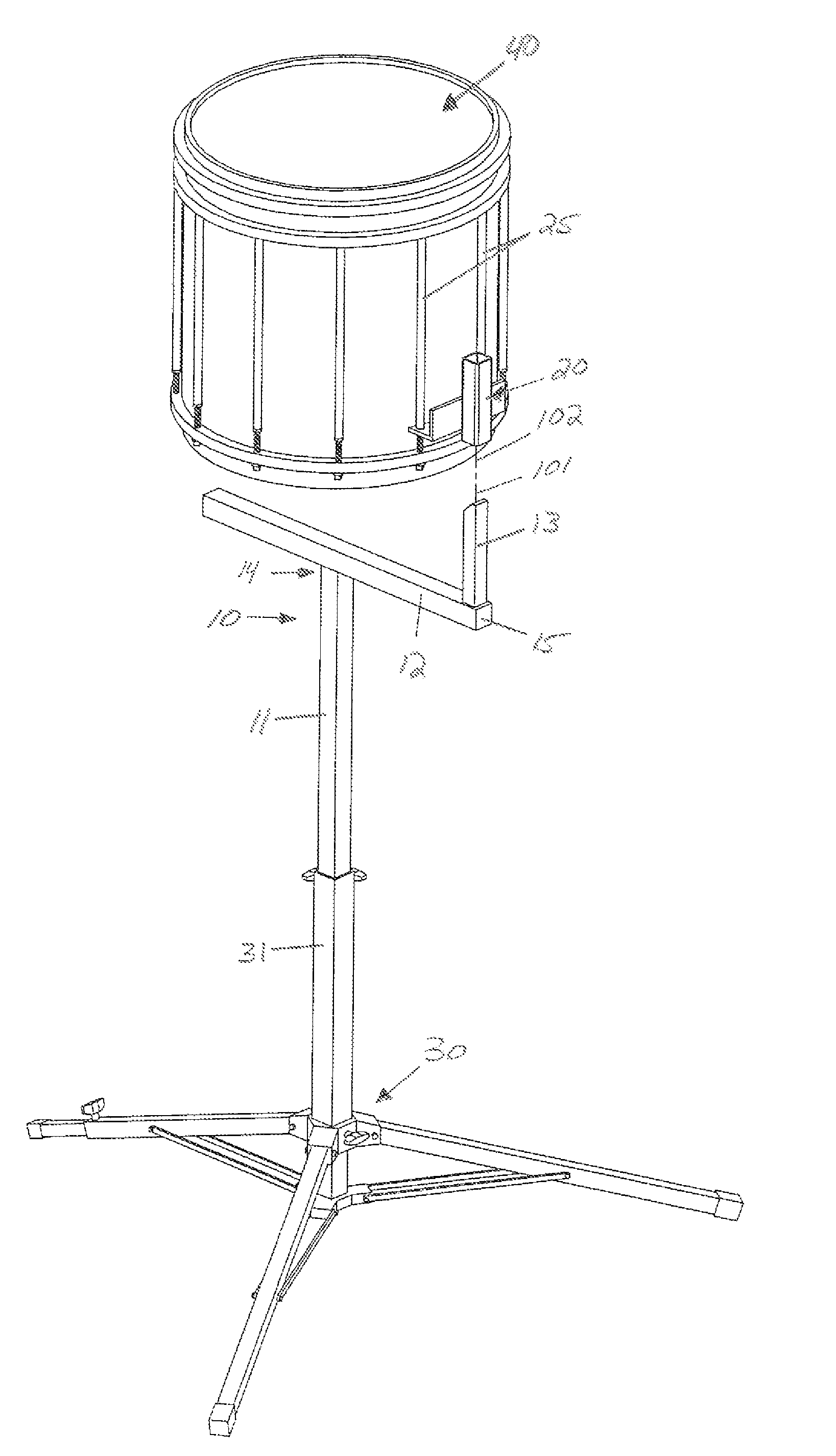 Drum stand stabilizing assembly