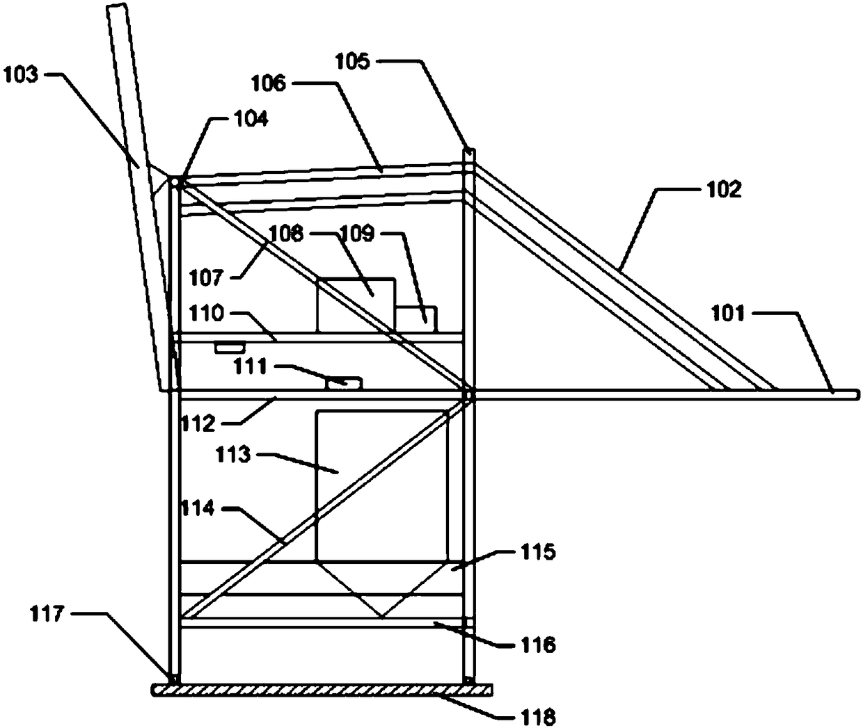 Disassembly construction method for dual-cantilever ship unloader