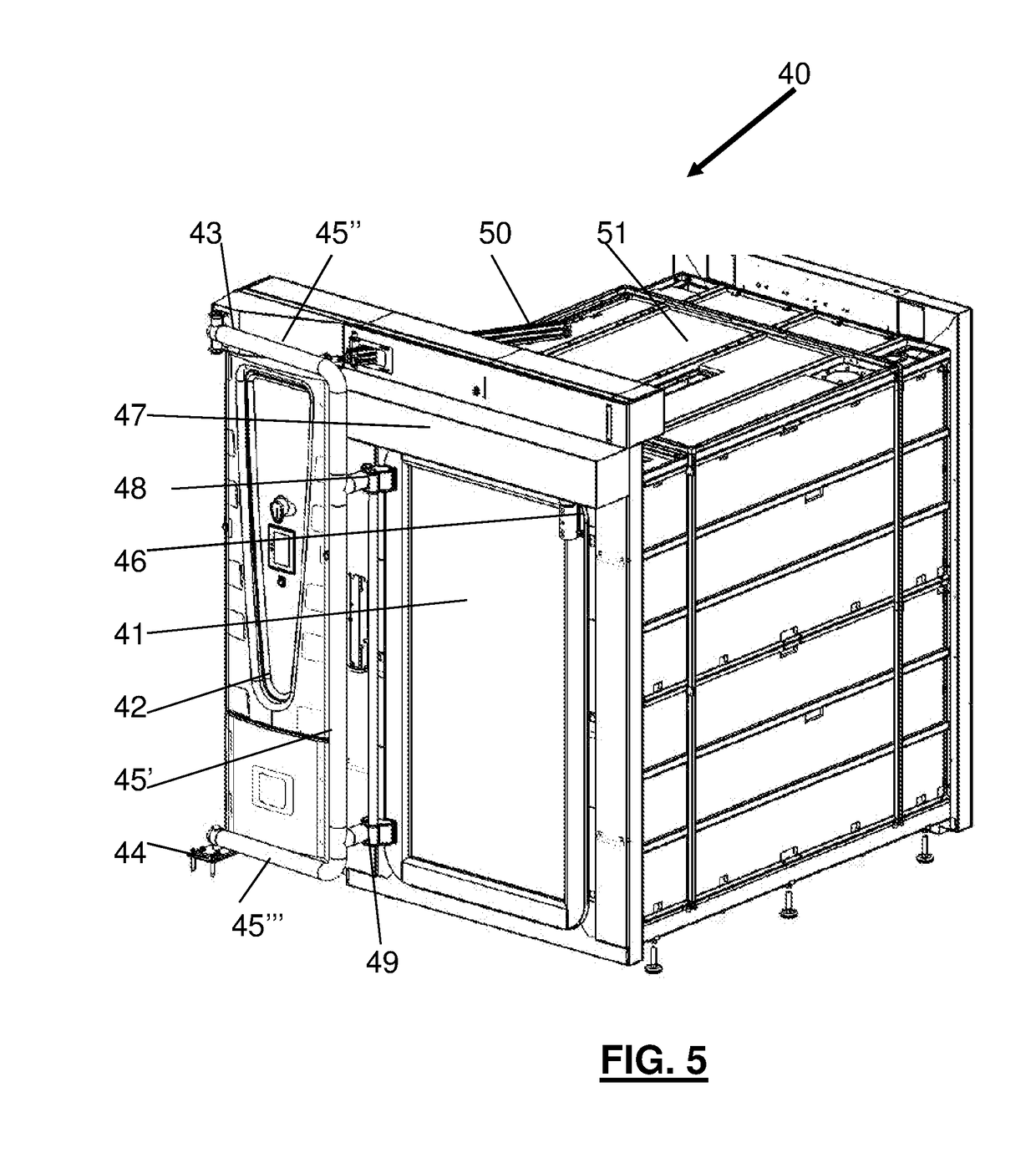 Device for Opening/Closing a Door of a Washing Machine, Particularly for Washing Equipment Used in the Field of Pharmaceutical Research and/or Pharmaceutical Production, and Machine Comprising Said Device