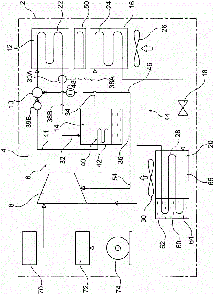 Method of cooling air in a vehicle and air conditioning system for the vehicle