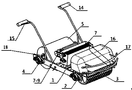 Hand-push type scutellaria baicalensis seeding machine with electronic detection device