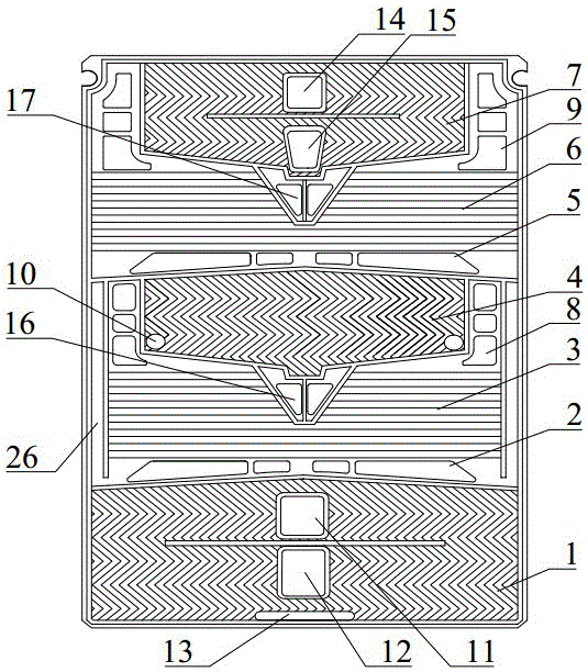 Integral double-effect plate type seawater desalination device and working method thereof