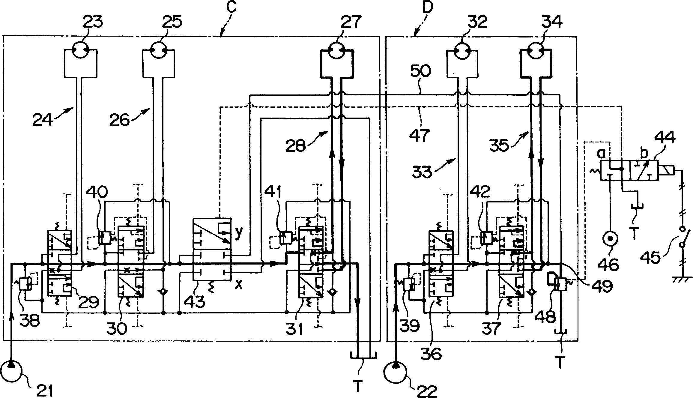 Hydraulic circuit for crane