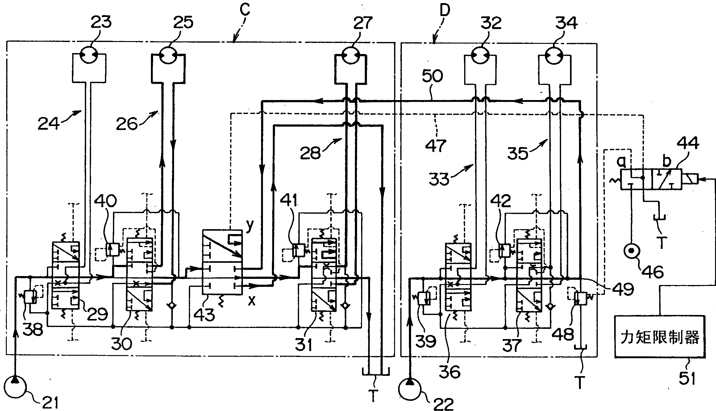 Hydraulic circuit for crane