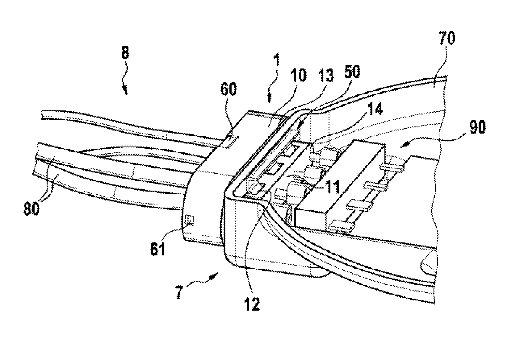 Fluid-sealing electric motor connector and motor