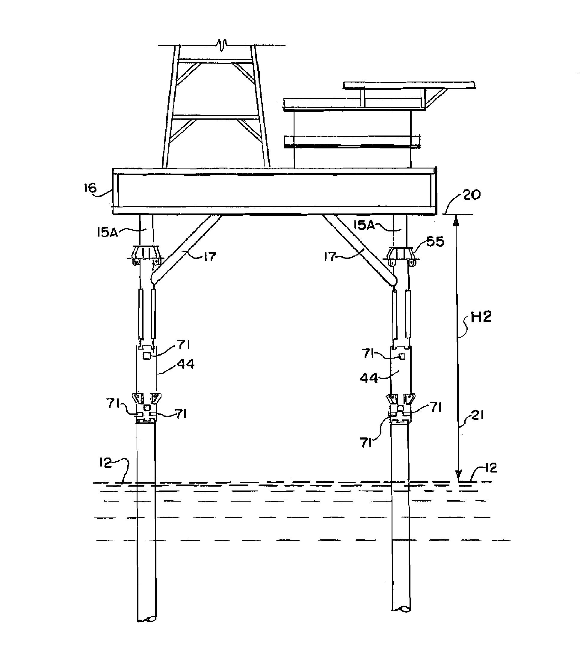 Method and appartus for elevating a marine platform