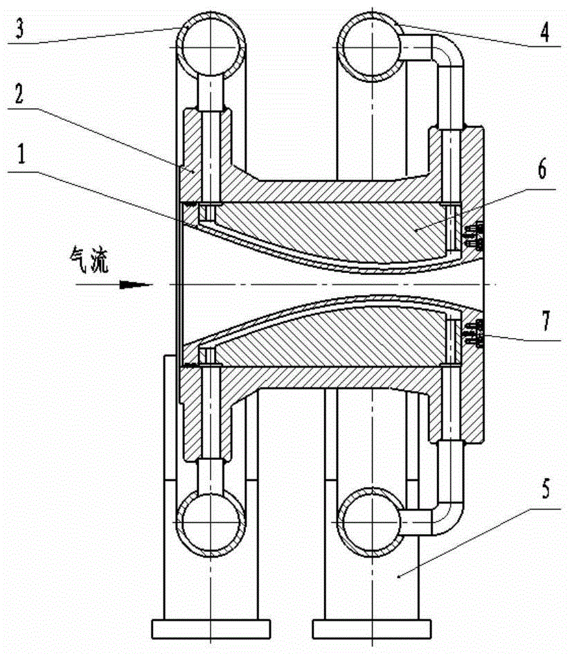 Nozzle throat section water cooling structure