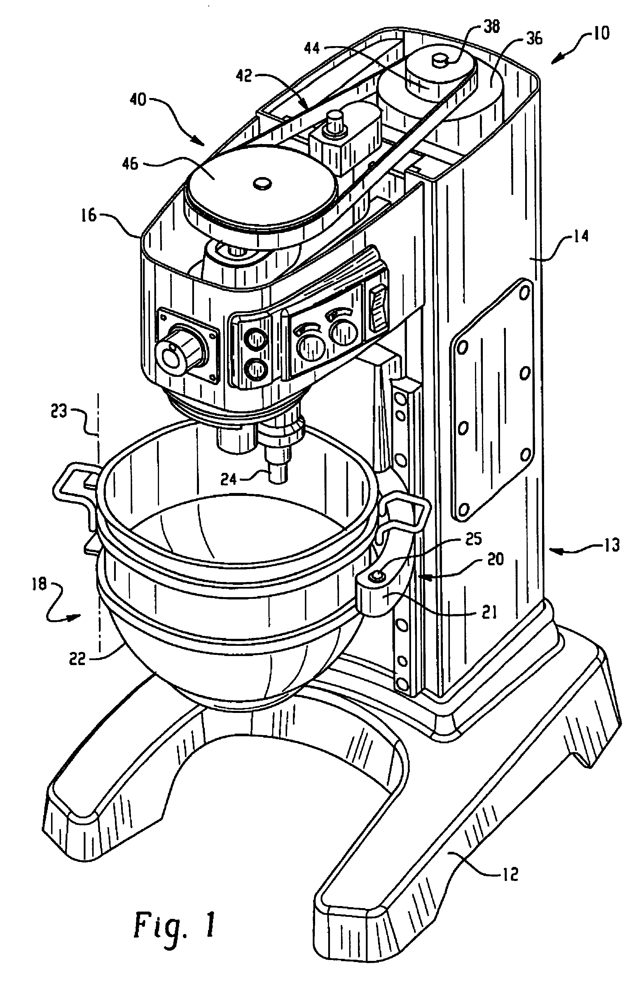 Bowl scraper and related attachment system for mixing machine
