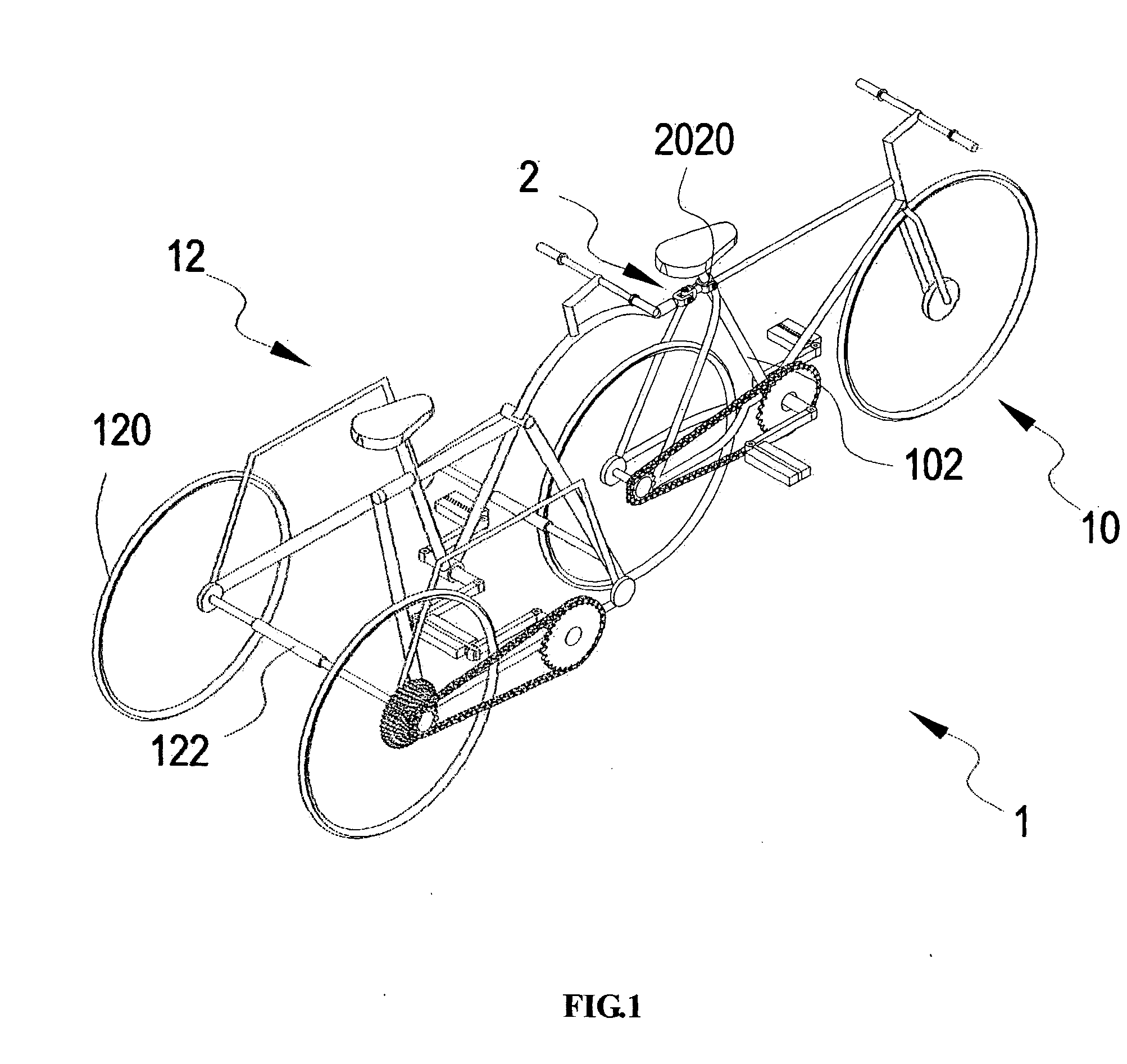 Adapter device of tandem bicycle