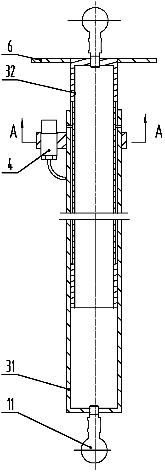 Telescopic parallel pull rod type device used for measuring spatial six-degree-of-freedom motion