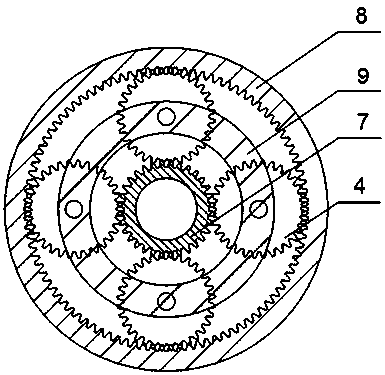 Planet gear differential for vertical liquid-solid centrifuge and vertical liquid-solid centrifuge