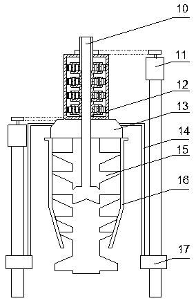 Planet gear differential for vertical liquid-solid centrifuge and vertical liquid-solid centrifuge