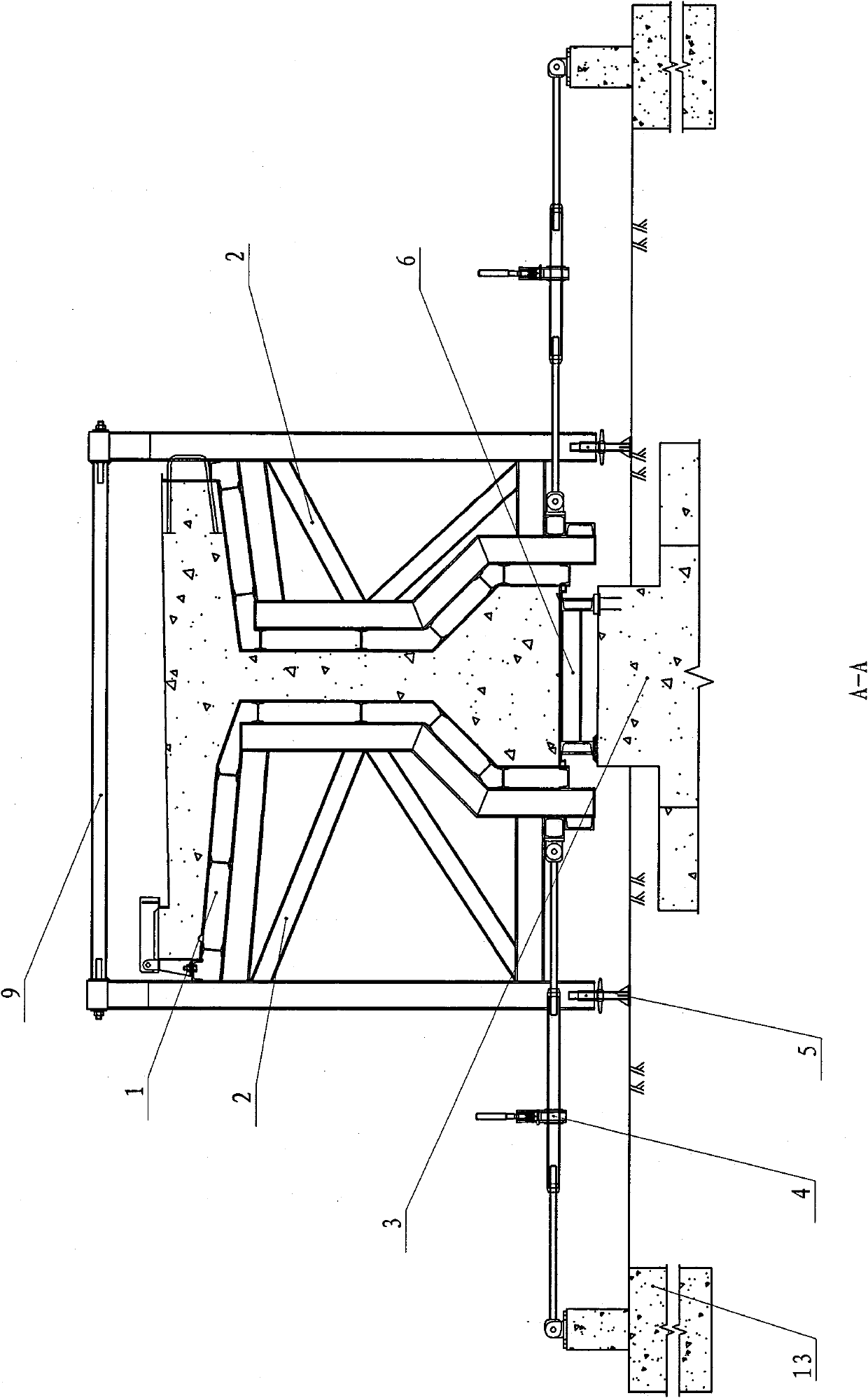 Template system capable of internally erecting and detaching mould