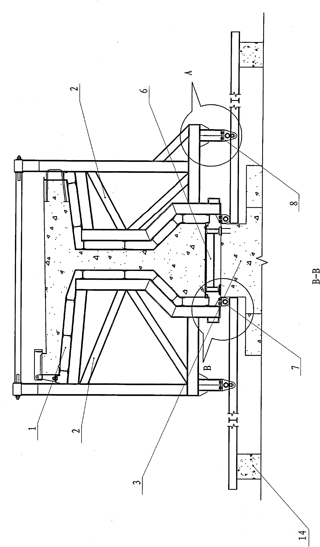 Template system capable of internally erecting and detaching mould