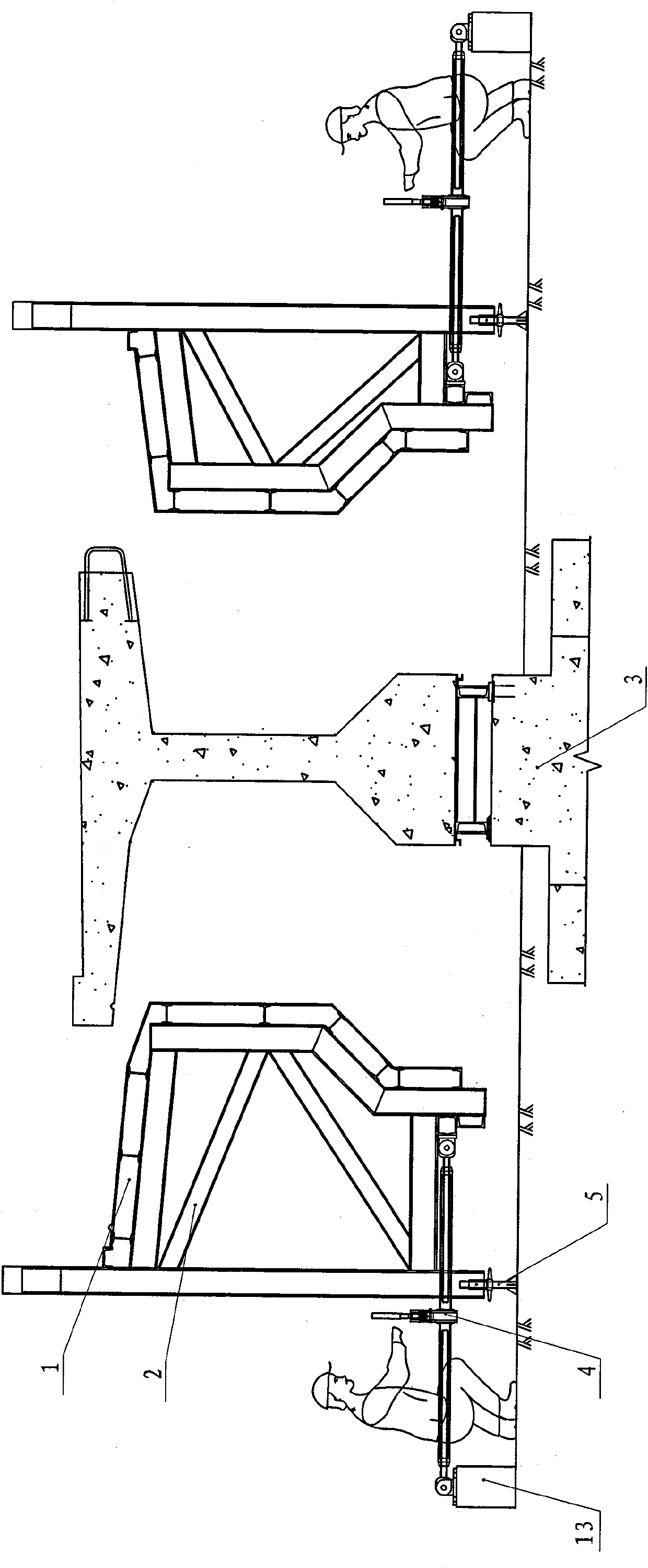 Template system capable of internally erecting and detaching mould