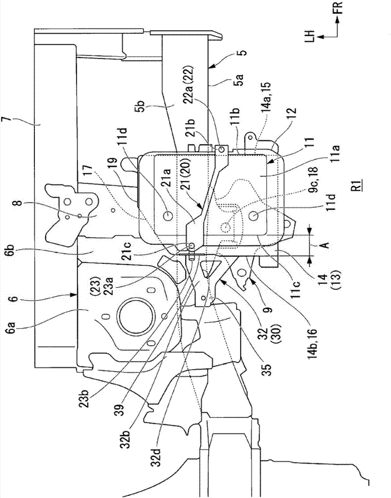 Automobile battery mounting structure