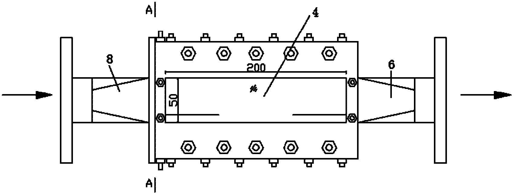 Embedded-type perforated plate section device of waterpower cavitation reactor