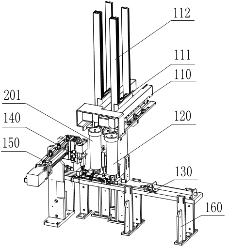 Automatic feeding assembling and transmitting device for electronic elements