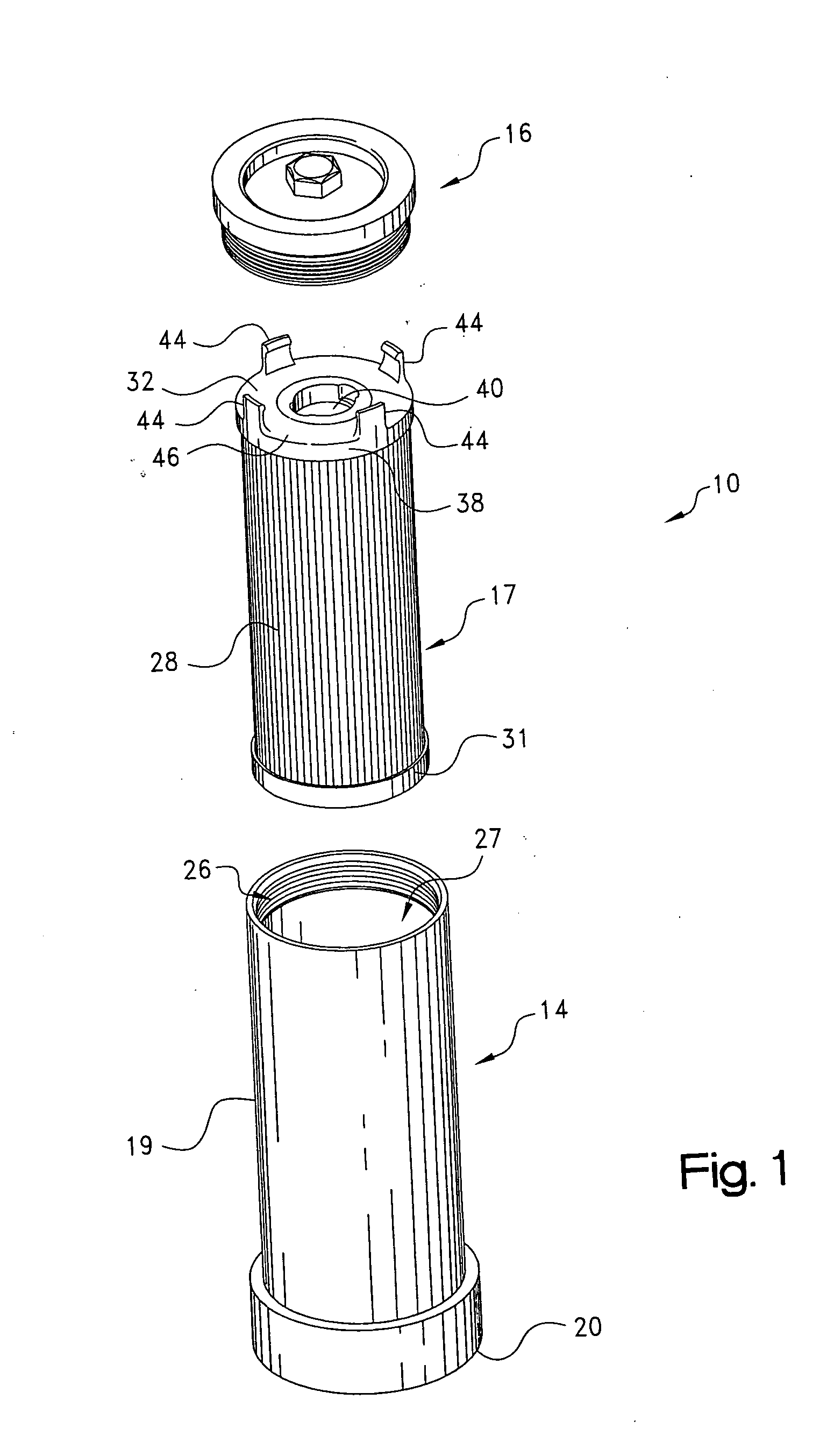 Filter assembly with slip thread