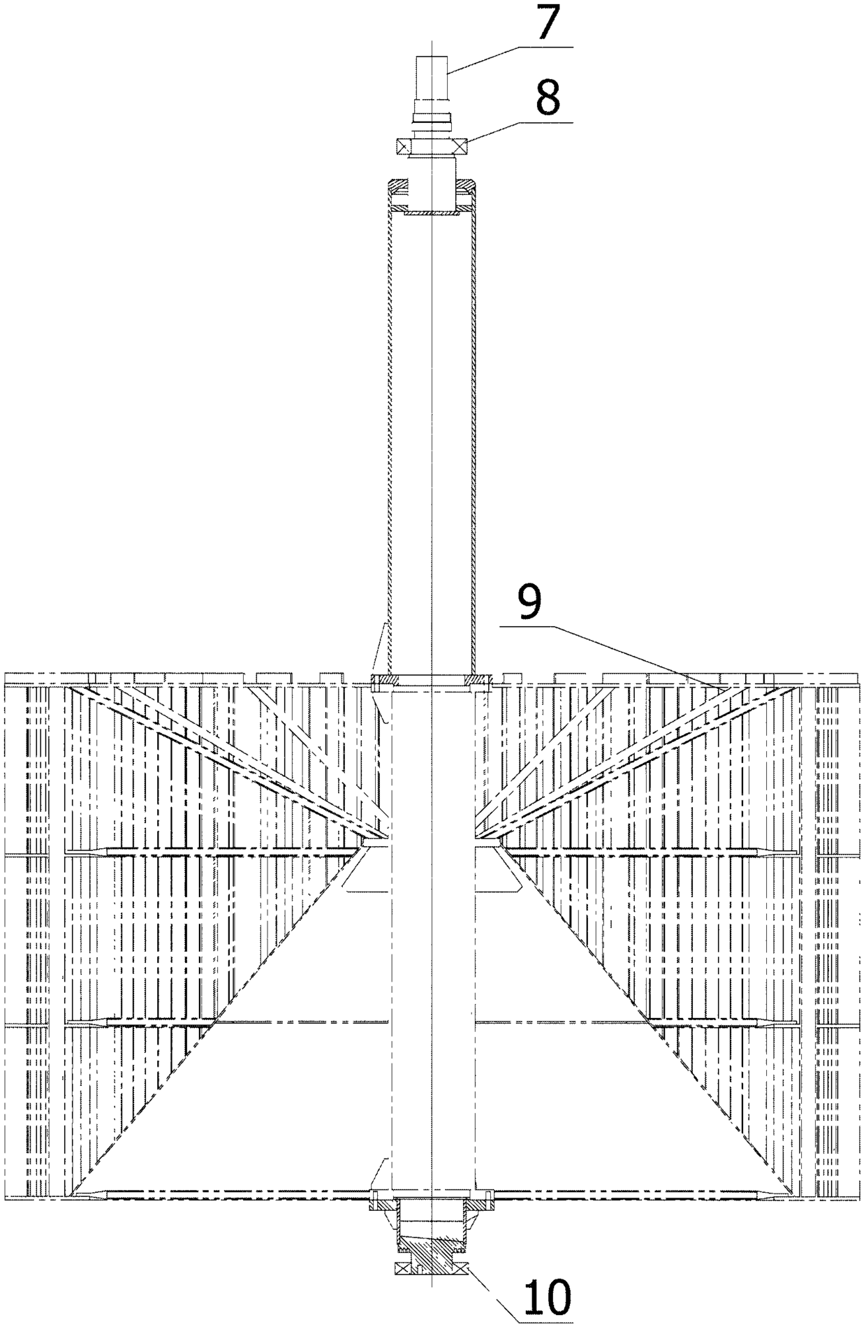 Hollow spindle device for powder concentrator