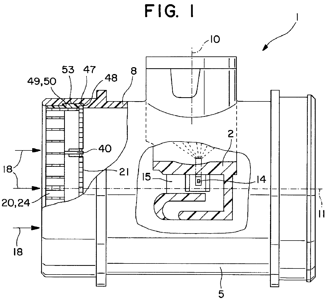 Device for measuring the mass of a fluid element