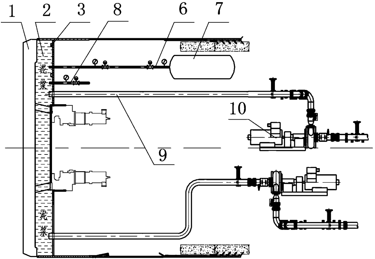 Tunneling construction method for mud-water balance shield tunneling machine