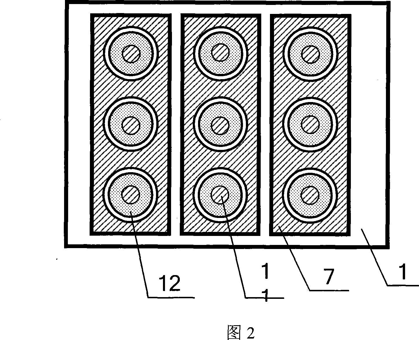 Planar display device with bent lower-grid controlled structure and its production